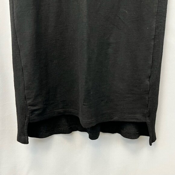 Monrow Womens T Shirt Dress Solid Black Crew Neck Short Sleeve Ribbed Knit S New - Picture 9 of 12